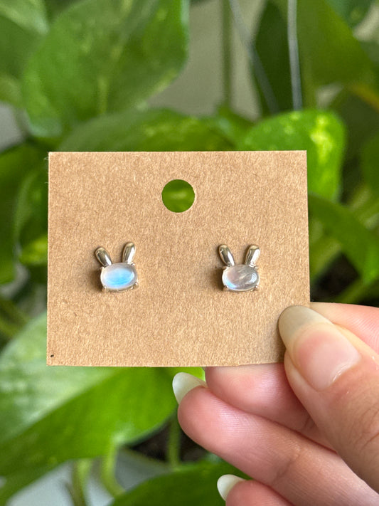 925 Silver Moonstone Bunny Earrings