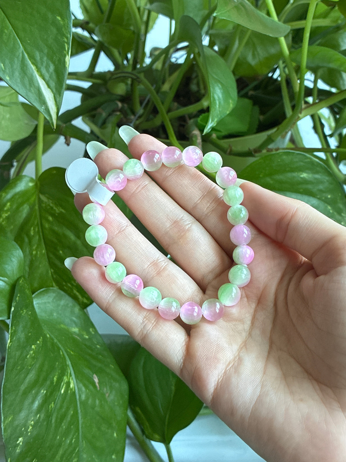 Strawberry Matcha Selenite Bracelet