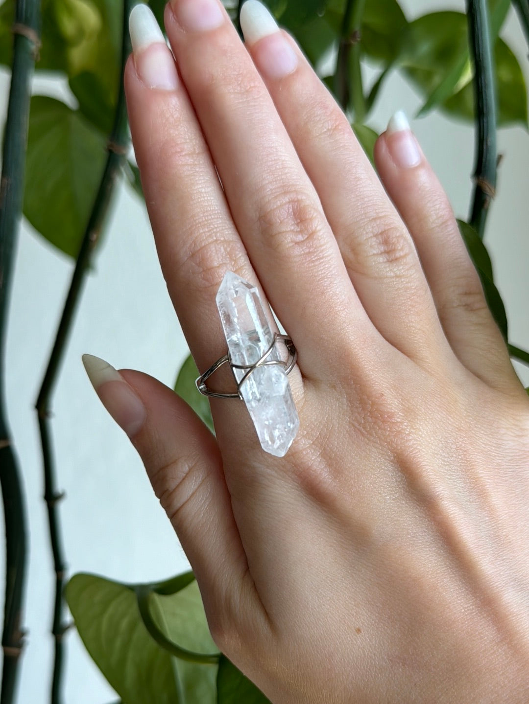 Quartz Point Ring Raw Quartz Point Wire Wrapped Adjustable Ring – GaiasWellness