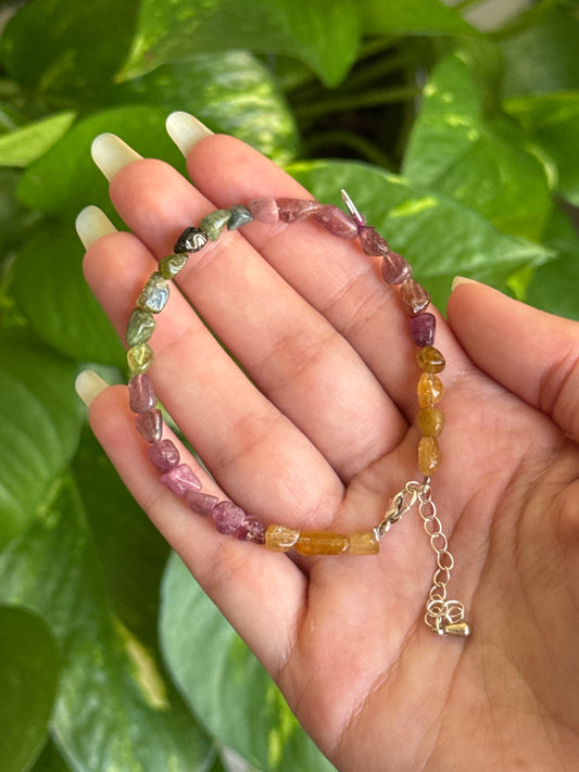 Tri-Color Tourmaline Adjustable Bracelet