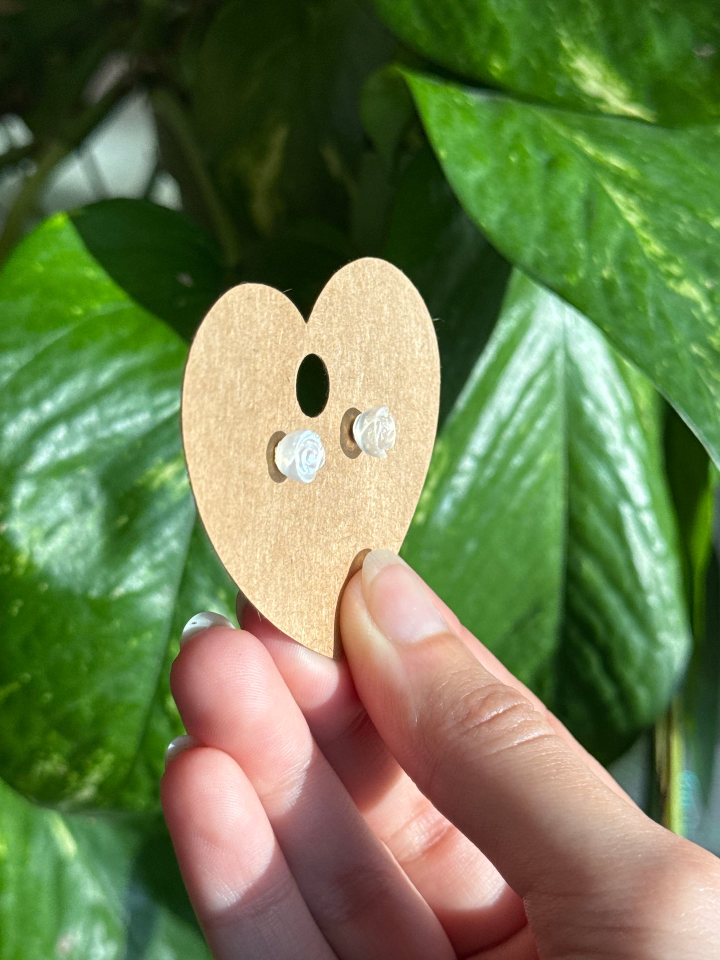 Moonstone Rose Stud Earrings