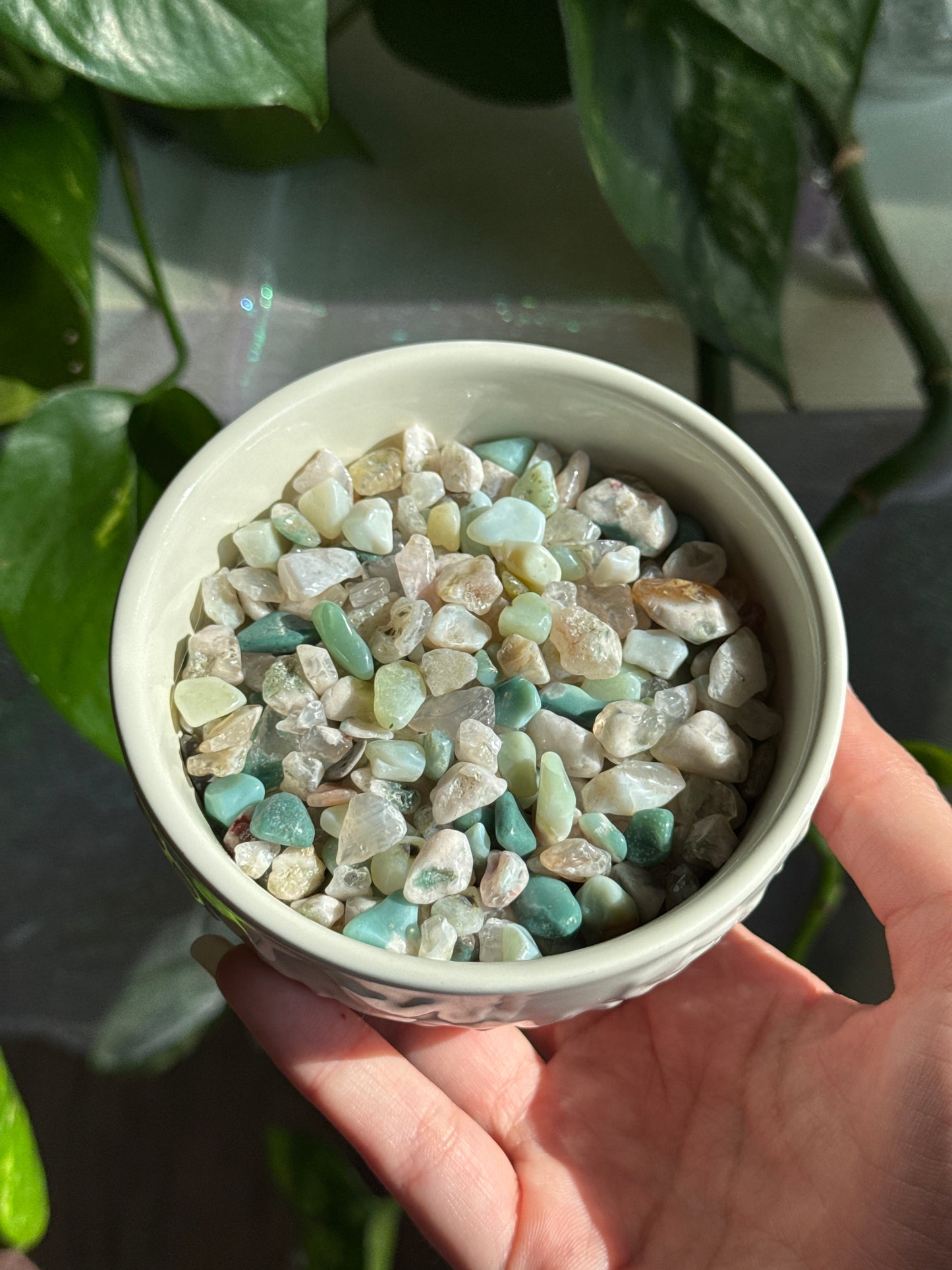 Green Flower Agate Chips