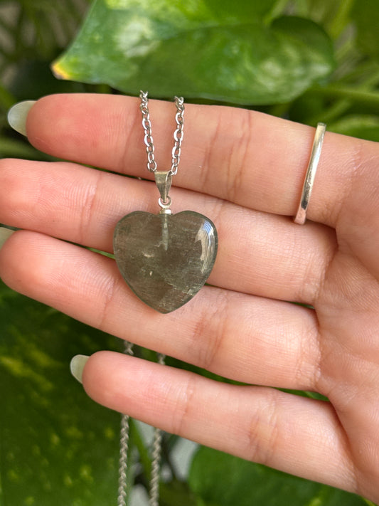 Green Rutile Heart Necklace