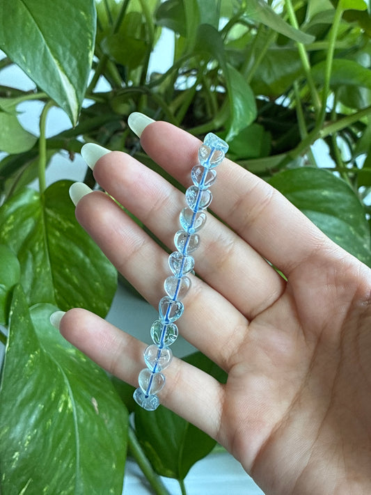 High Grade Collectors Aquamarine Heart Bracelet (with Black Rutile Inclusions)