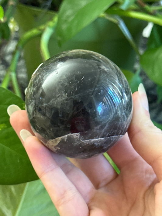 Black Moonstone Sphere 56mm *see vid for rainbows*