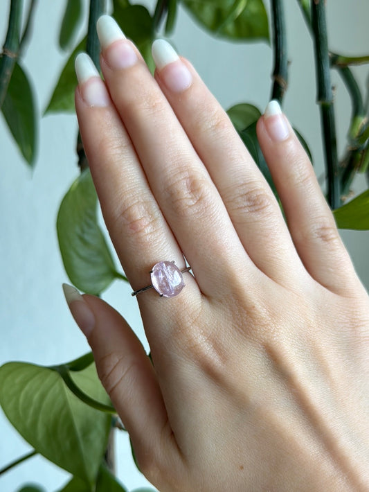 Gem Kunzite 925 Sterling Silver Adjustable Ring