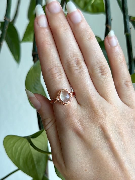 Prehnite Rose Gold Adjustable Ring