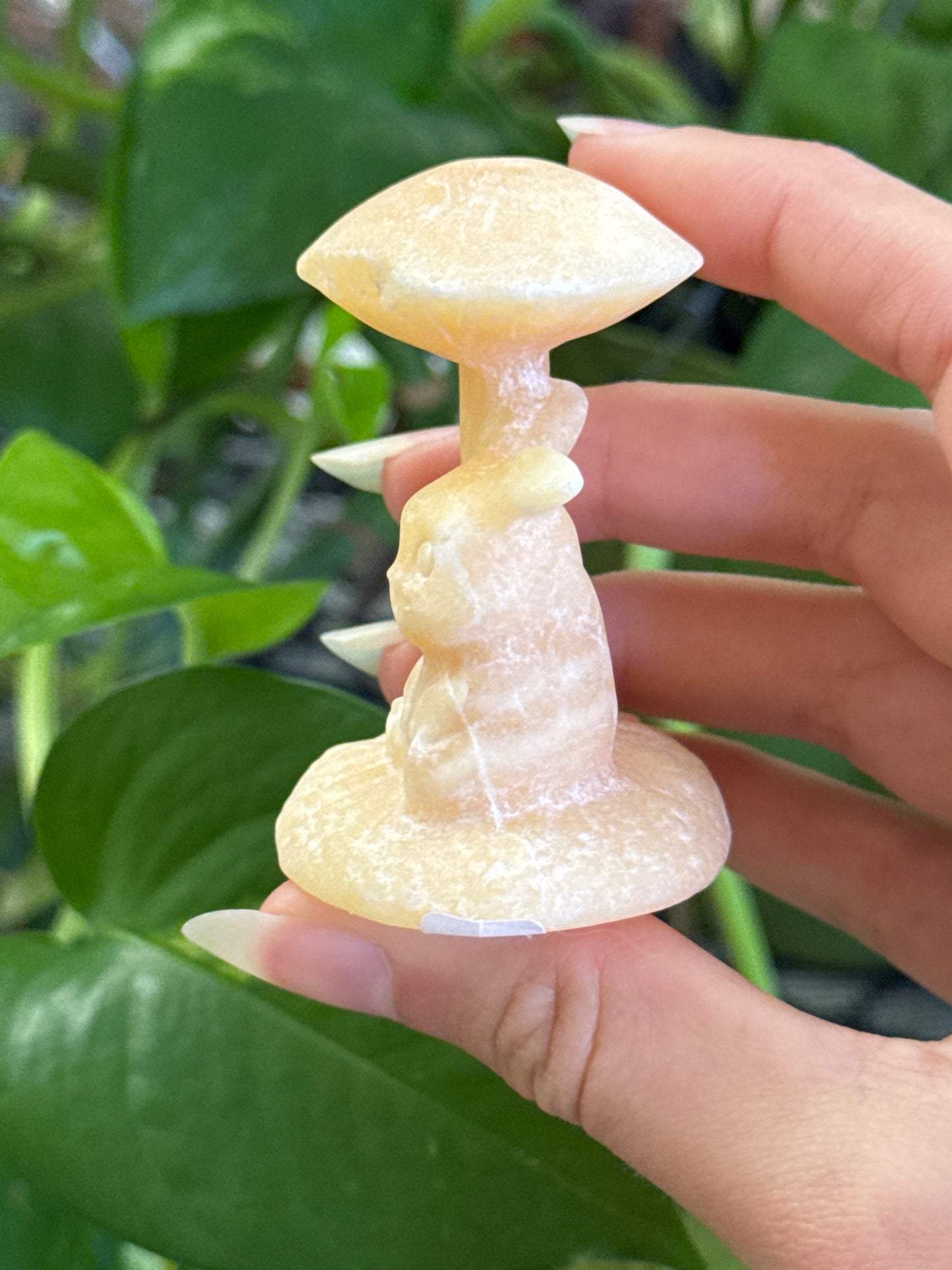 Orange Calcite Pikachu Mushroom Carving