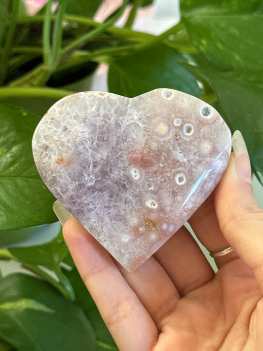 Pink Amethyst & Flower Agate & Amethyst Heart