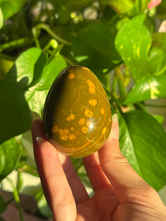 Speckled Deep Green Sea Jasper Egg