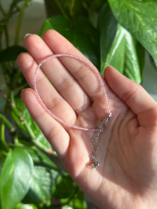 Rose Quartz Dainty Faceted Adjustable Bracelet