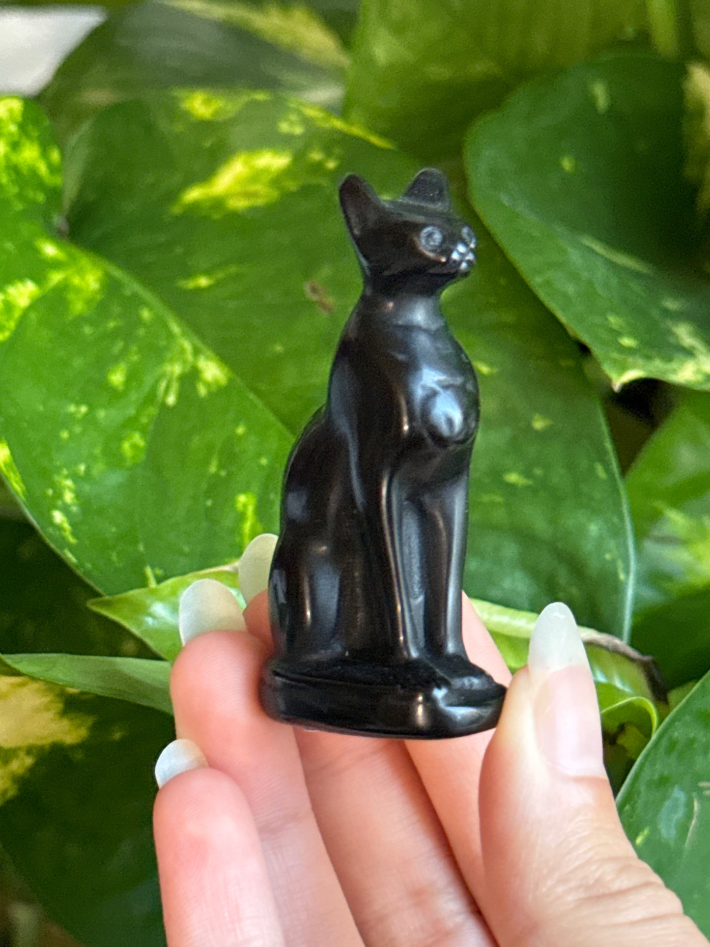 Obsidian Cat Carving