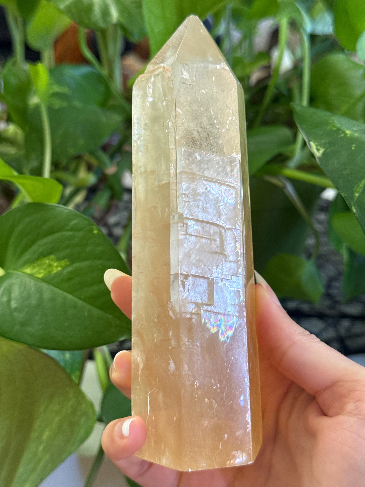Large Honey Calcite Imperfect Tower