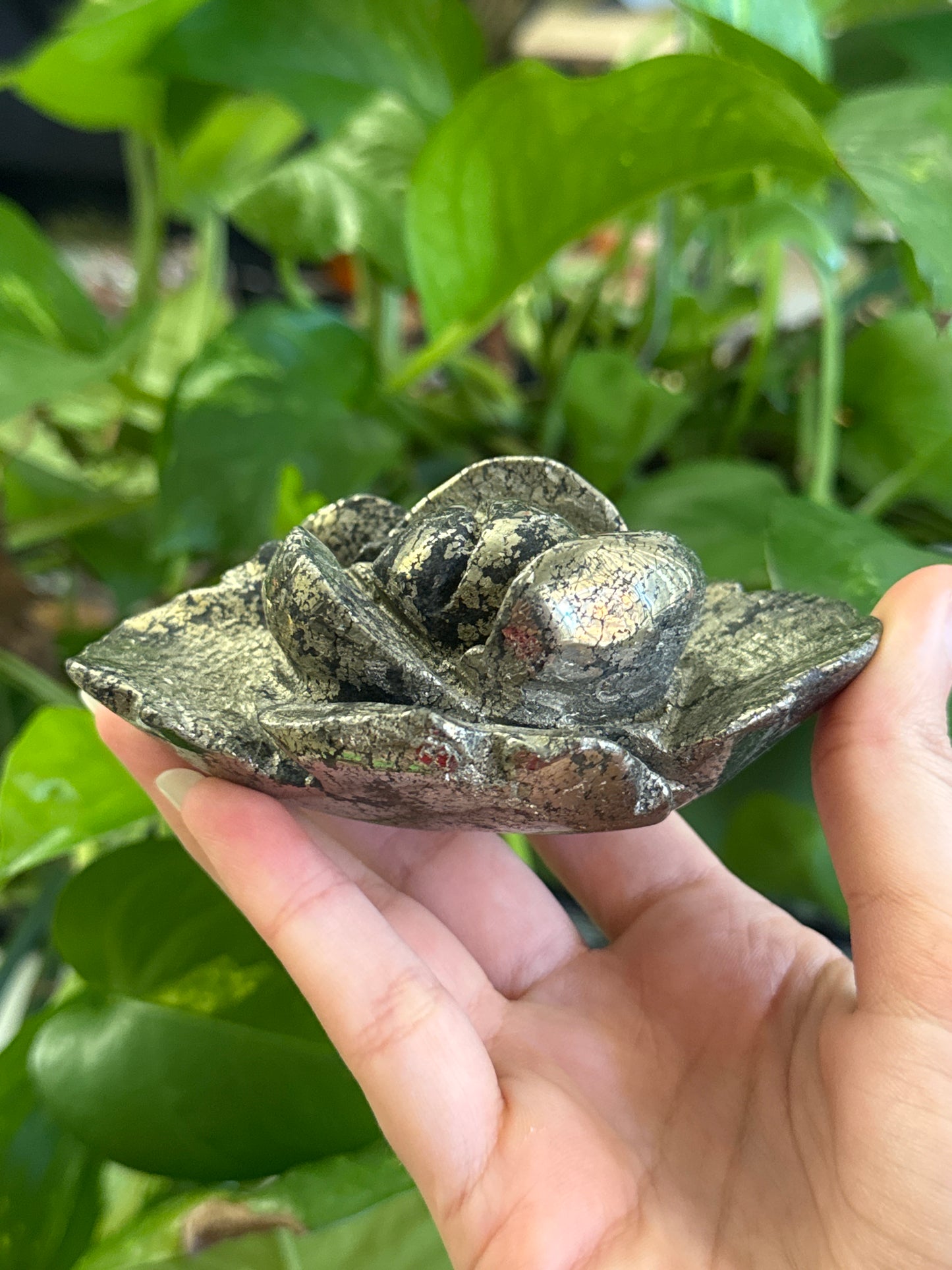 Hand Carved Pyrite Rose B