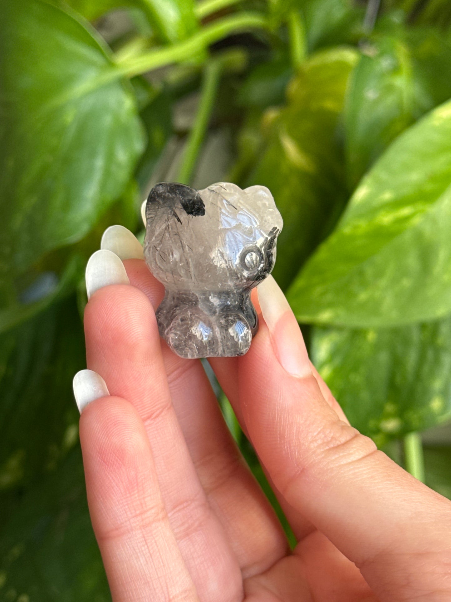 Black Tourmaline In Quartz Hello Kitty