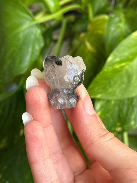 Black Tourmaline In Quartz Hello Kitty