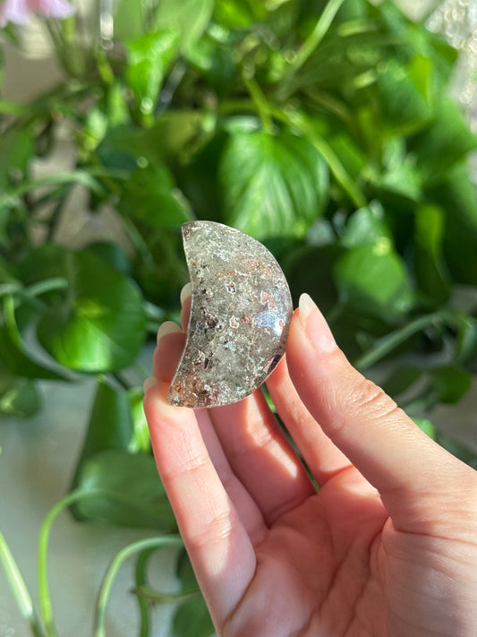 Garden Quartz Crescent Moon Carving