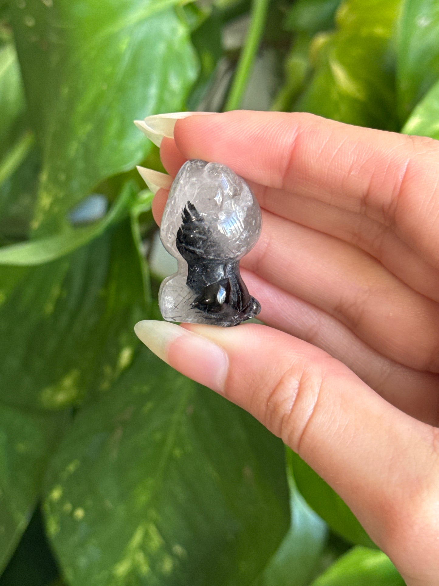 Black Tourmaline In Quartz Hello Kitty