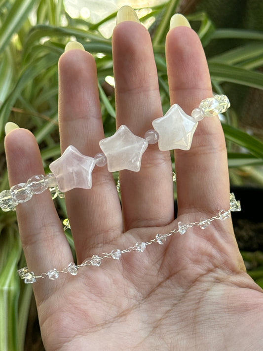 Clear Quartz & Rose Quartz Star Bracelet