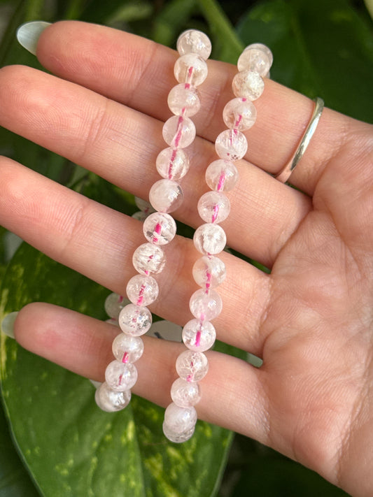 Snowflake Rose Quartz Bracelet