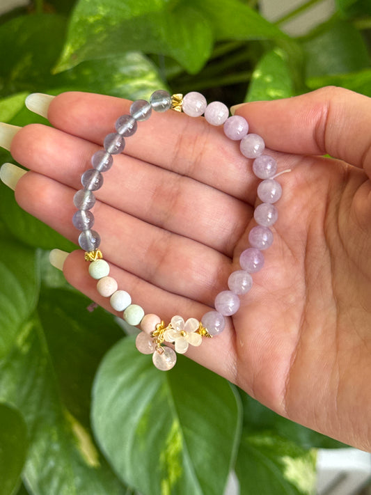 Aquamarine & Lavender Amethyst & Candy Agate Bracelet