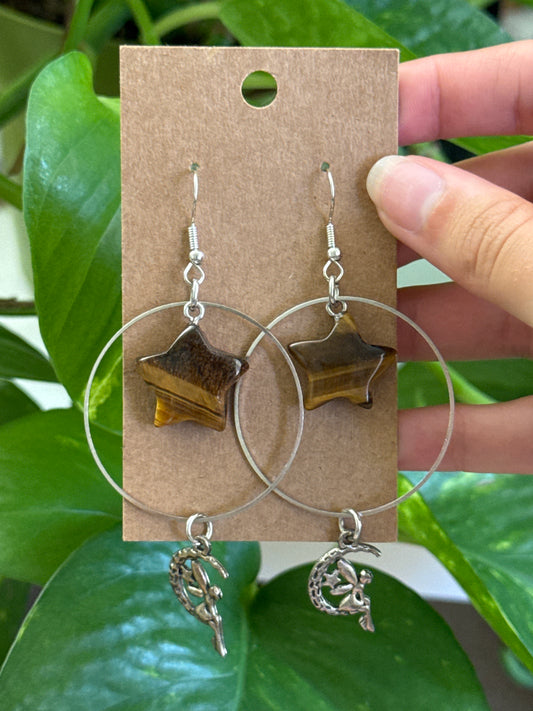 Tigers Eye Fairy Hoop Earrings