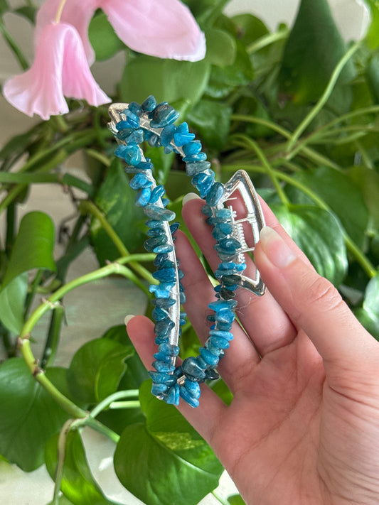 Blue Apatite Large Silver Hair Claw Clip