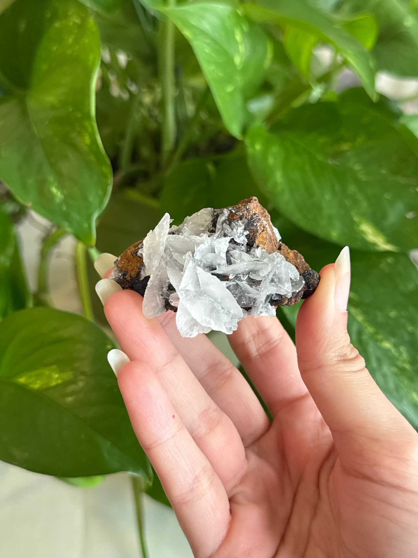 Sparkly Feather Calcite on Hemimorphite Specimen