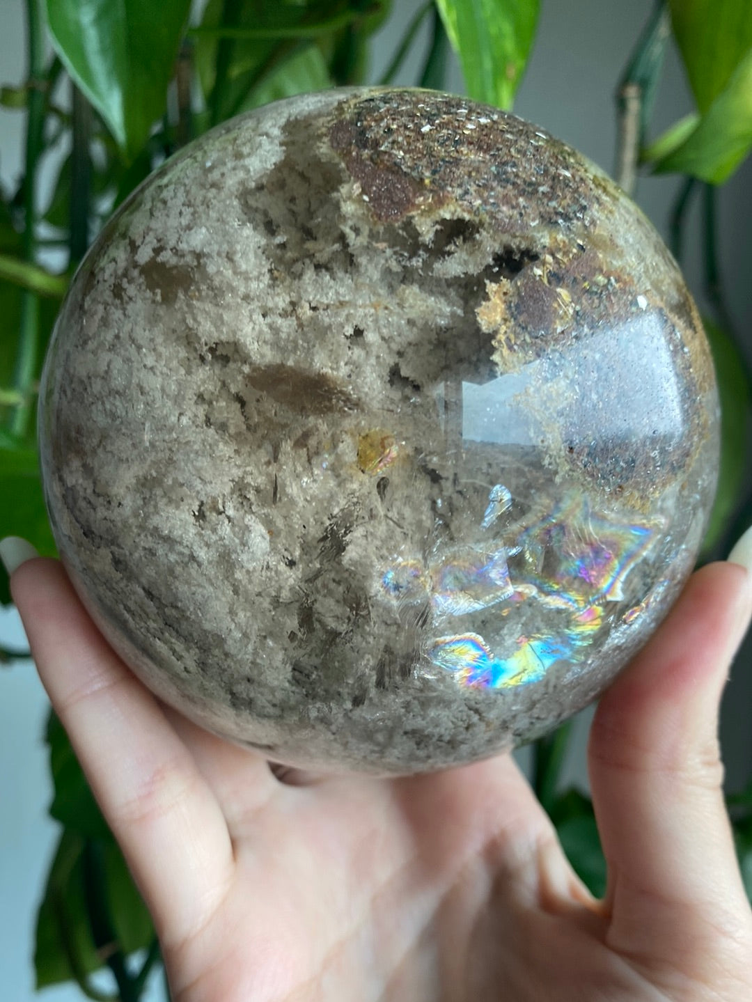 XL Garden Quartz Sphere with Rainbow