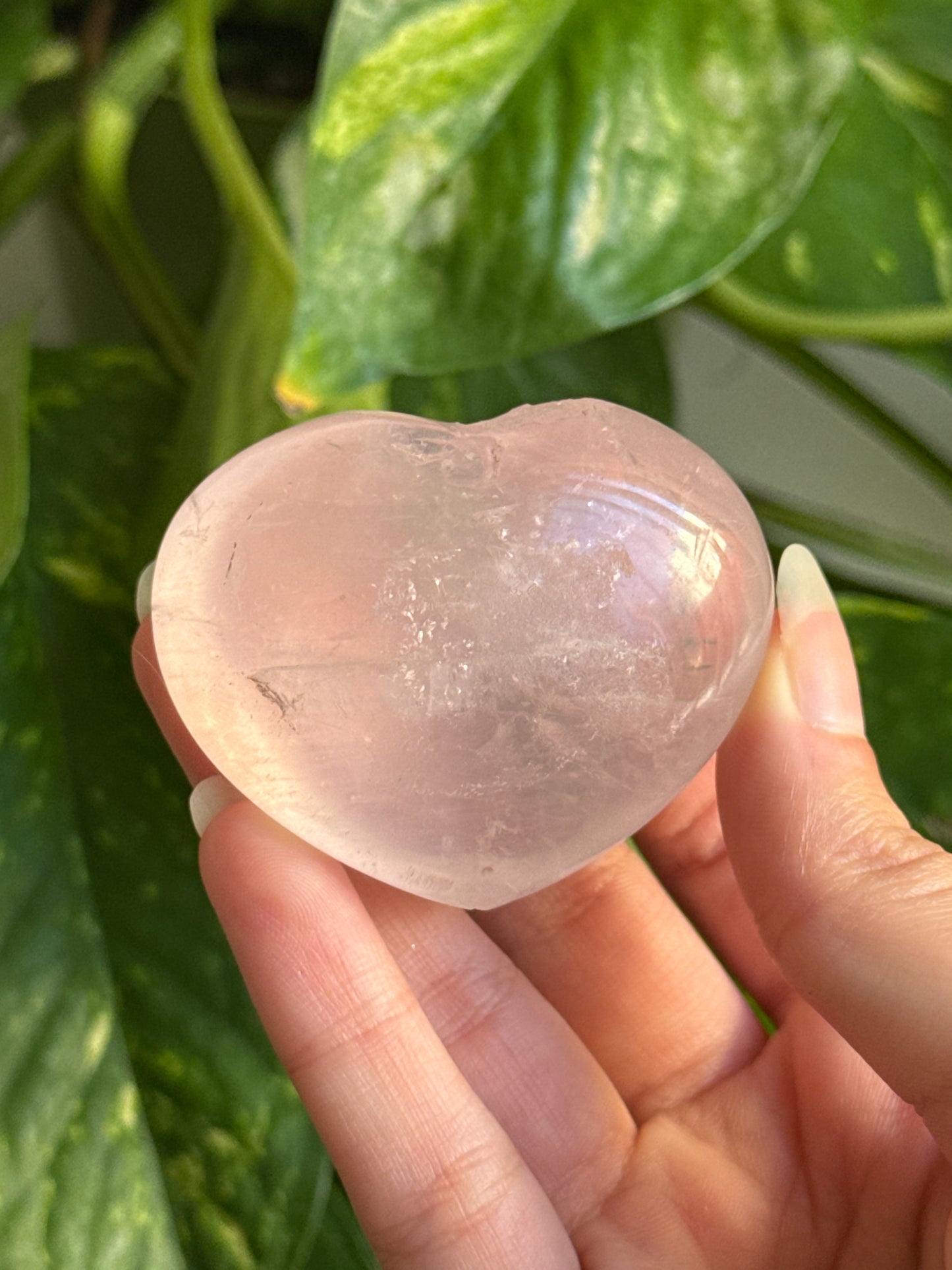 Clear Chubby Rose Quartz Heart