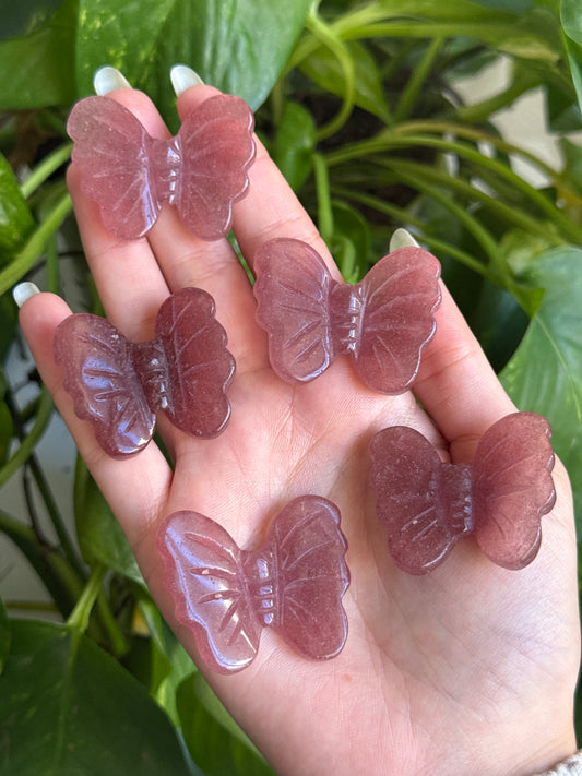 Strawberry Quartz Butterfly