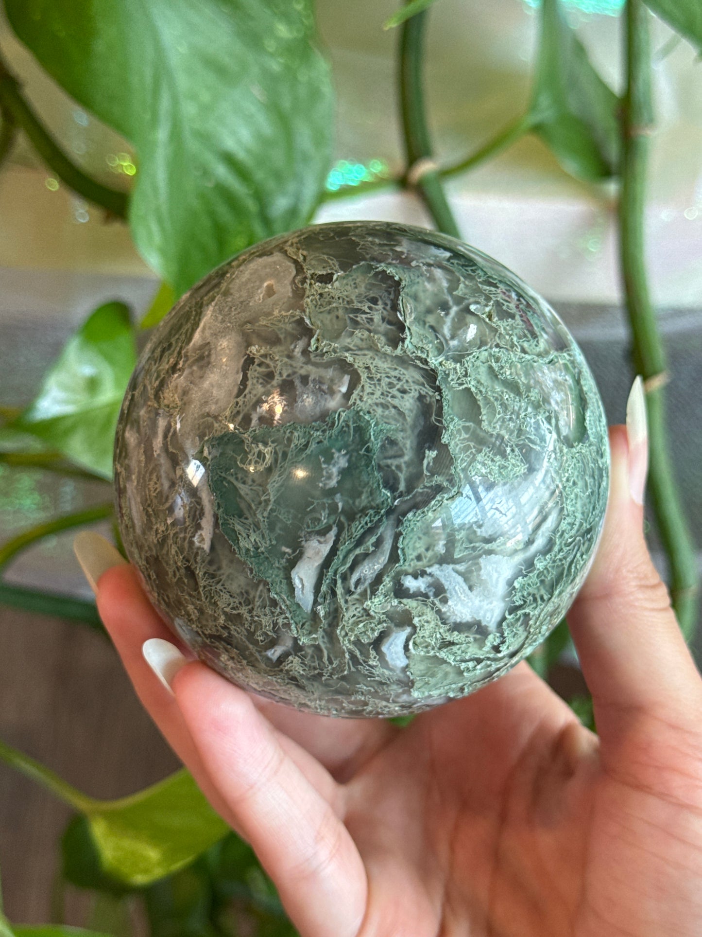 Large High Grade Moss Agate Sphere