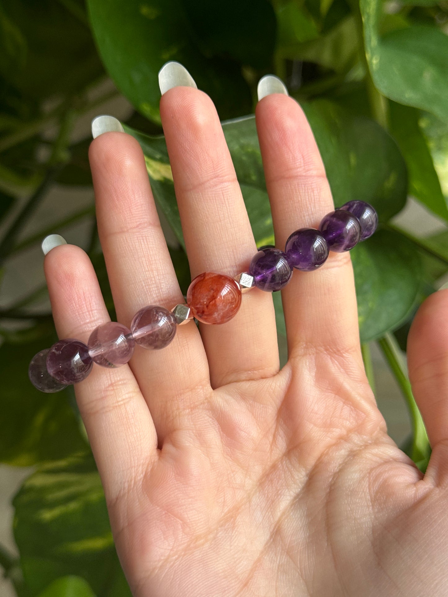 Amethyst & Fluorite & Fire Quartz Bracelet