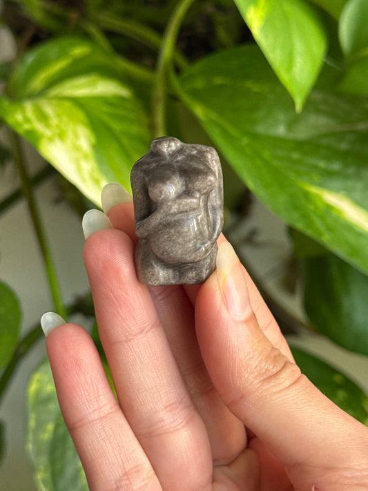 Silver Sheen Obsidian Pregnant Goddess Body