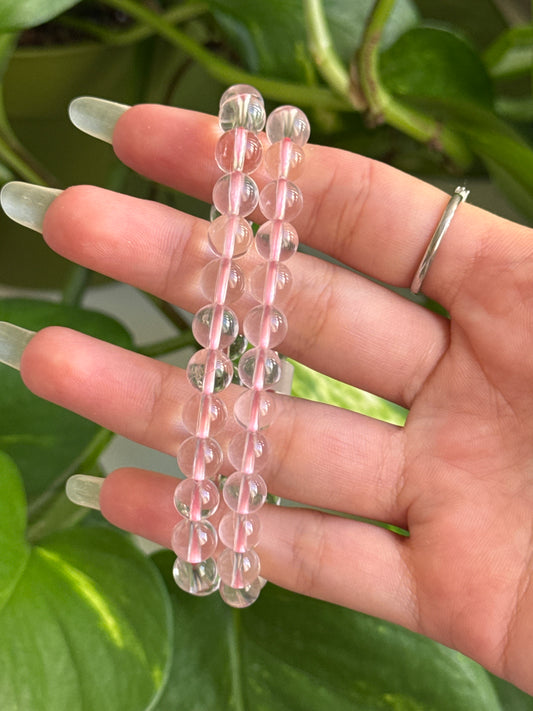 Ice Clear Rose Quartz Bracelet