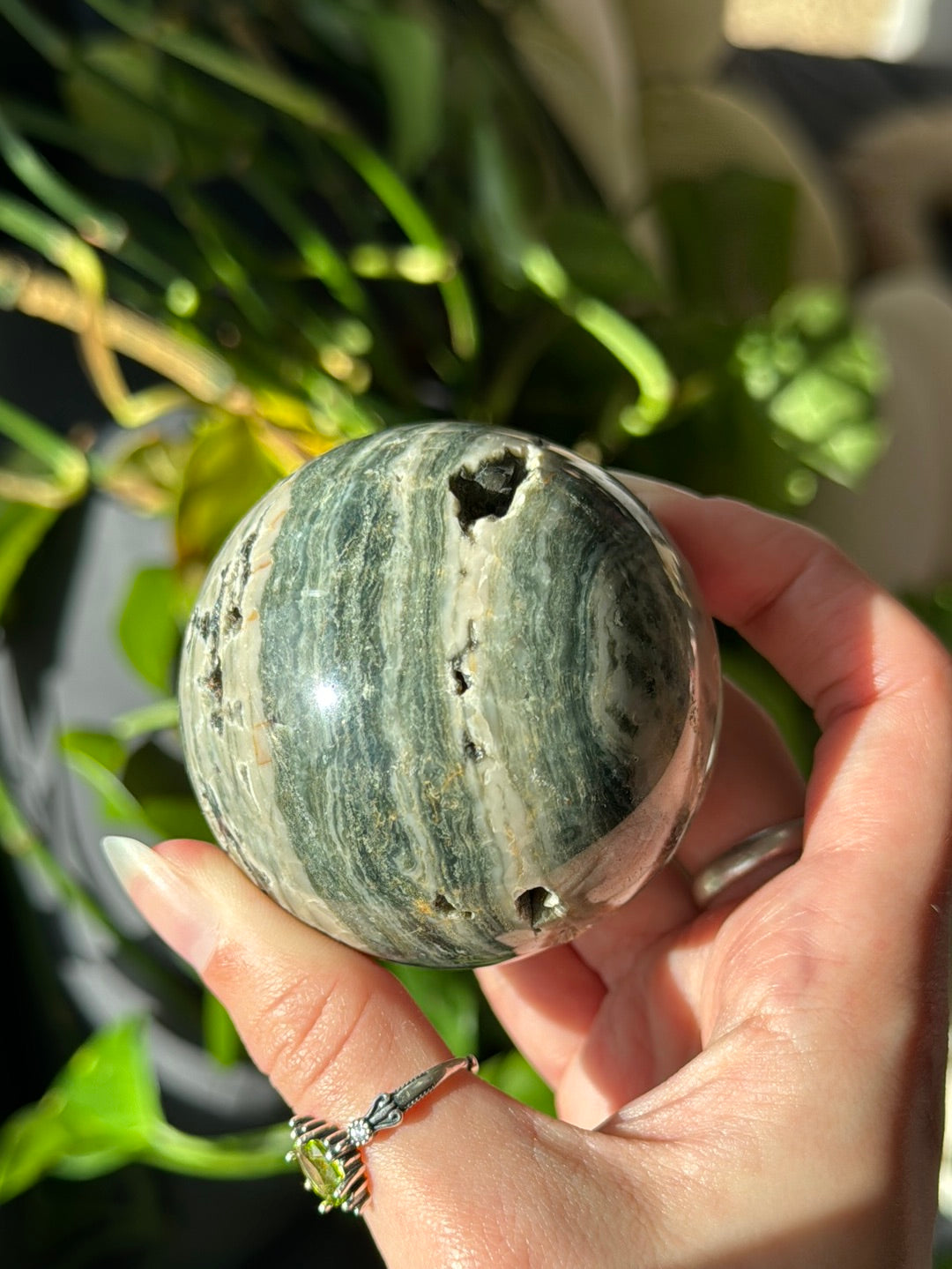 Moody Druzy Jasper Sphere