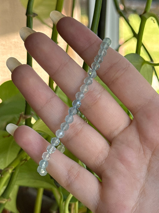 Faceted Aquamarine Adjustable Bracelet