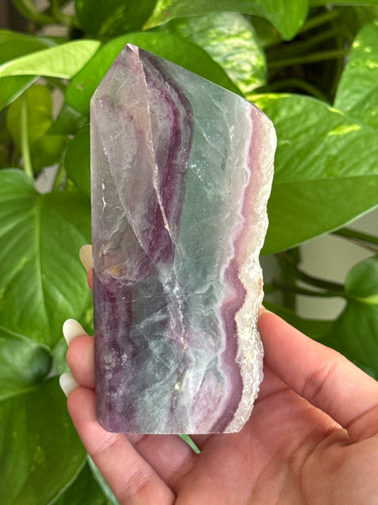 Fluorite Half Polished Tower