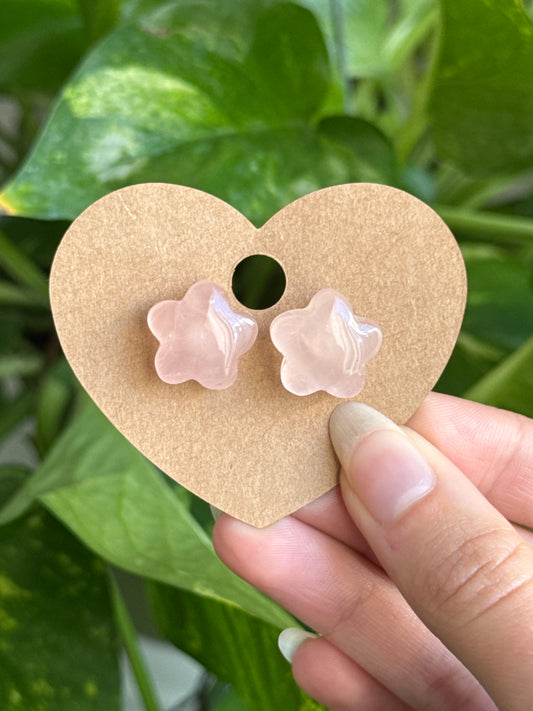 Rose Quartz Star Stud Earrings