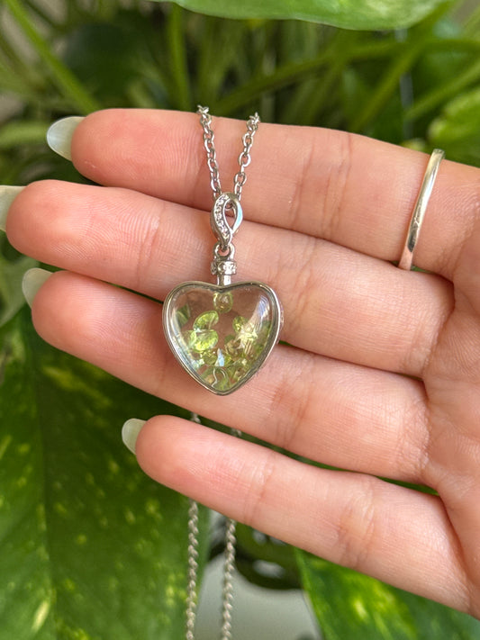 Peridot Gems Heart Necklace