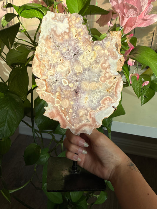 Druzy Pink Amethyst & Flower Agate Statement Piece