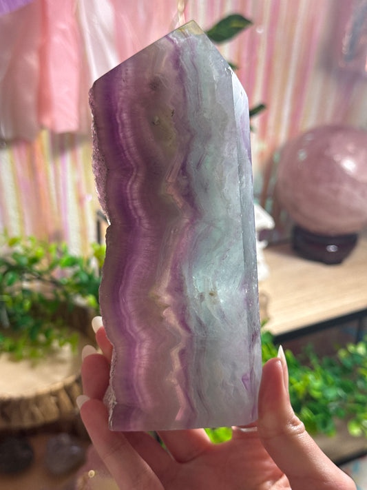 Large Candy Fluorite Tower Half Raw