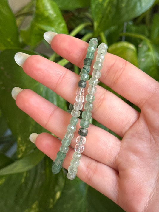 Green Strawberry Quartz Faceted Bracelet