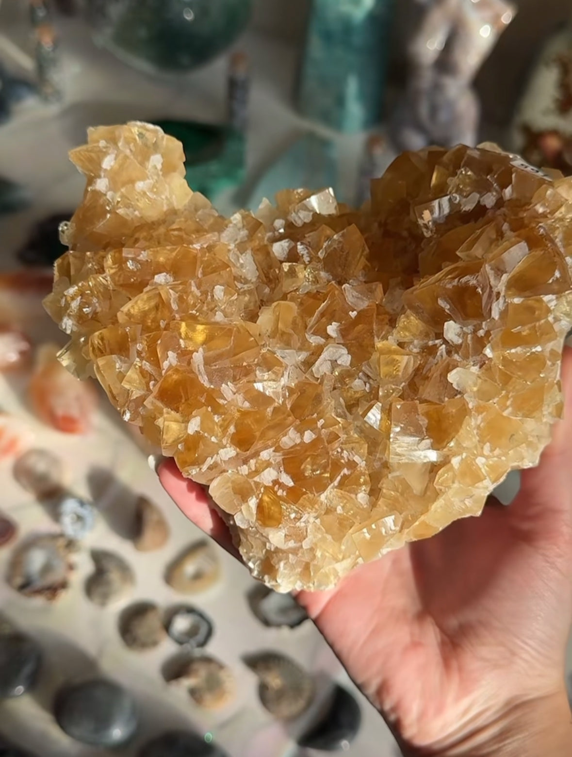 High Grade Cubic Golden Yellow Calcite Cubic Specimen with Rainbows