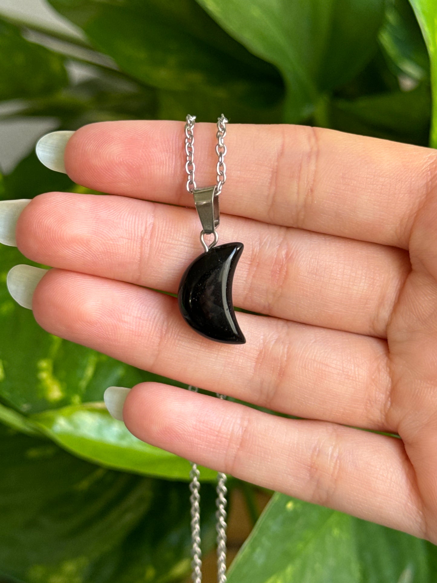 Obsidian Moon Necklace