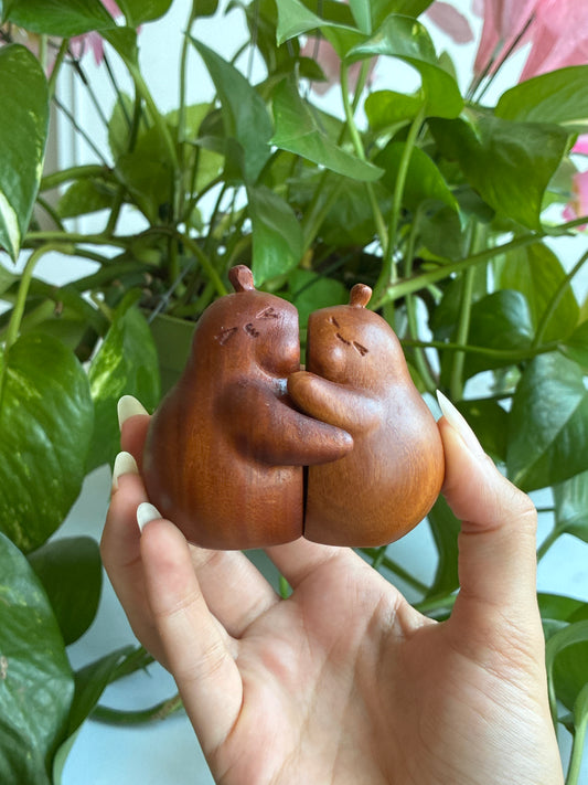 Hugging Pair Wood Carving