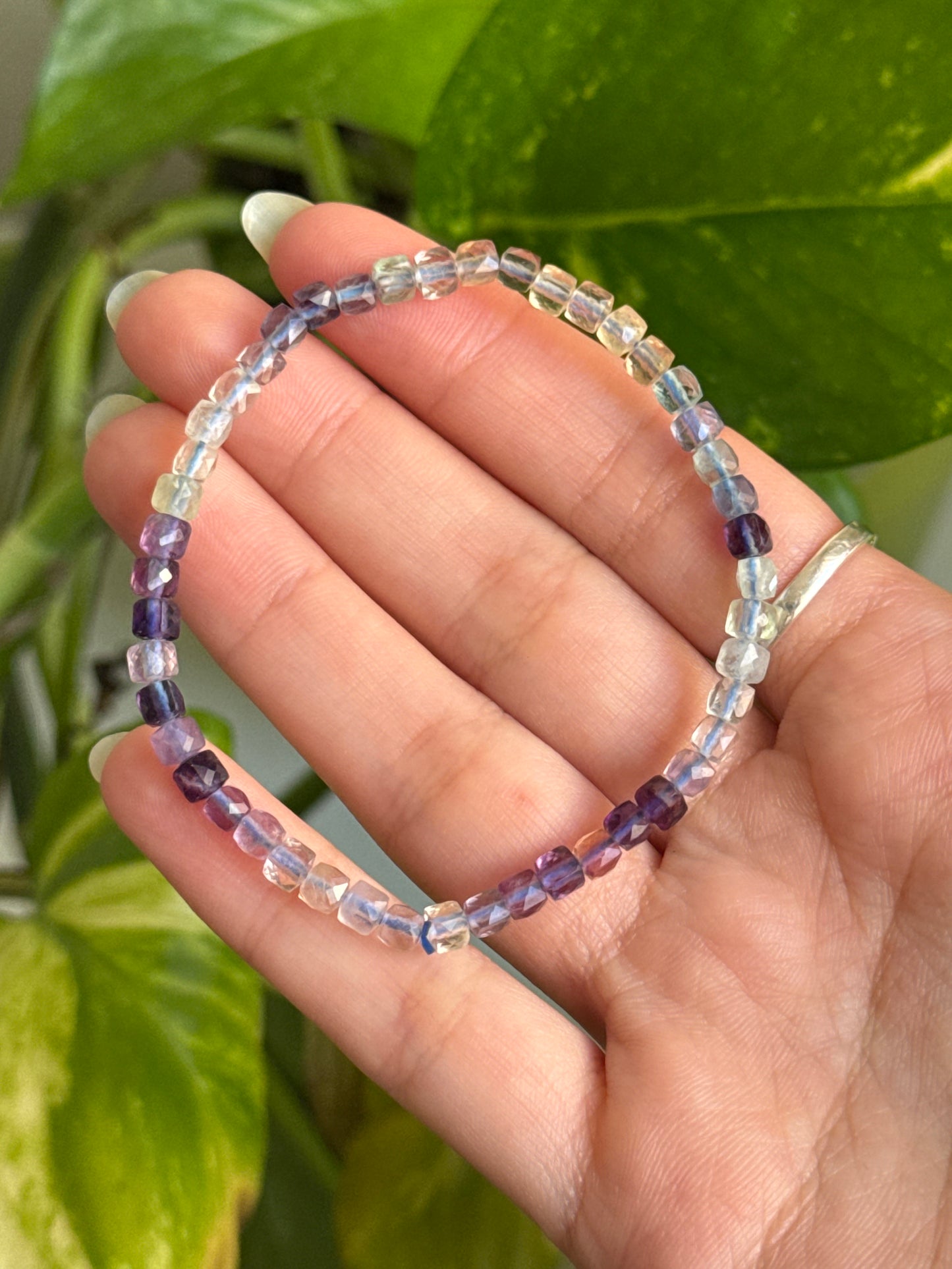 Mermaid Fluorite Dainty Faceted Bracelet