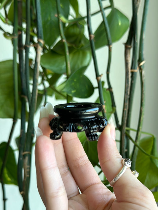 Black Wood Sphere Stand Small