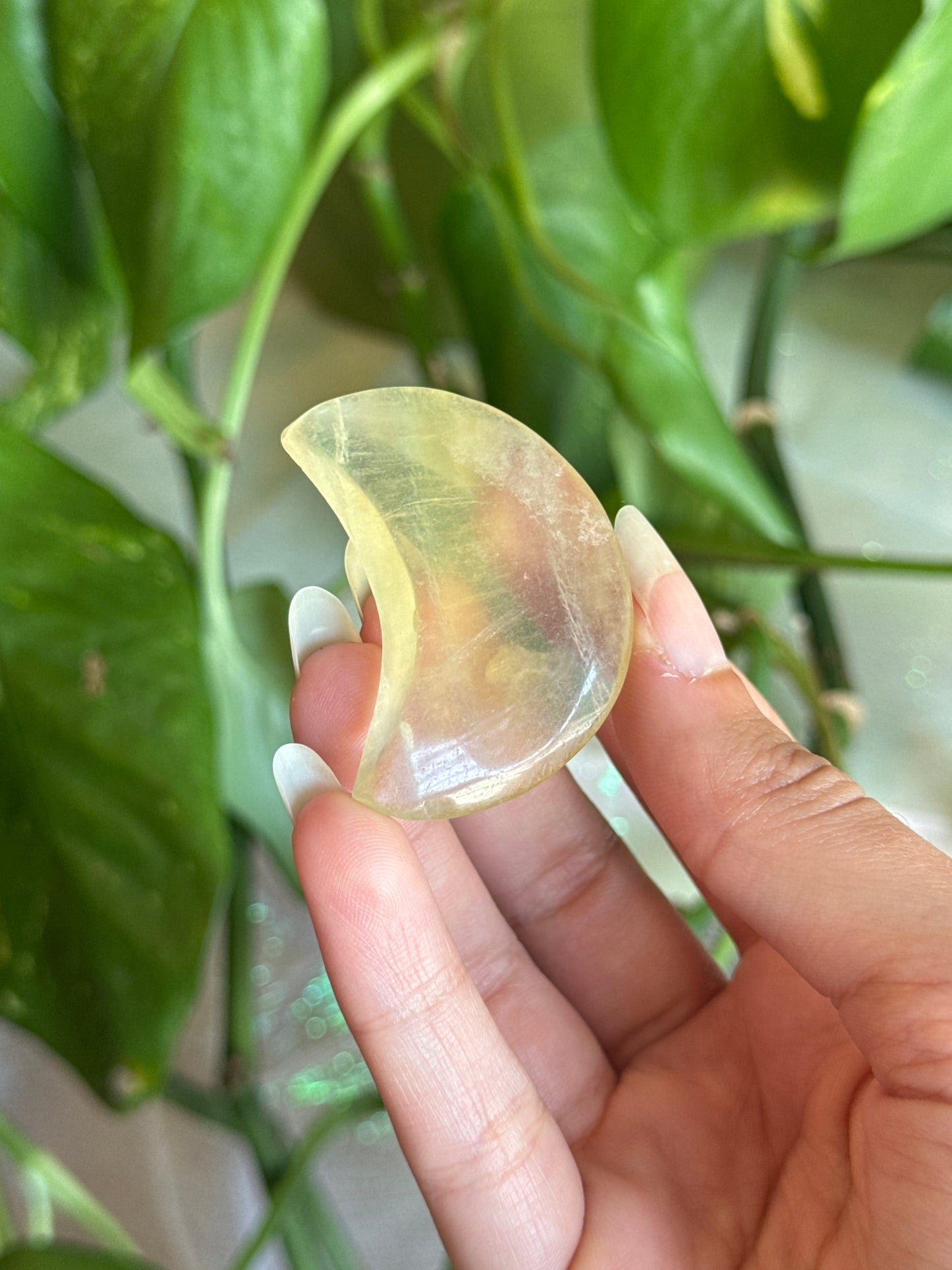 Clear Yellow Fluorite Crescent Moon