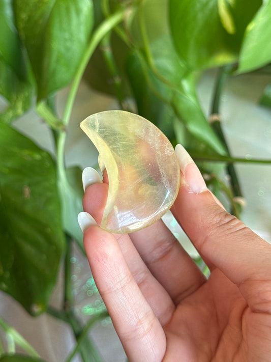 Clear Yellow Fluorite Crescent Moon